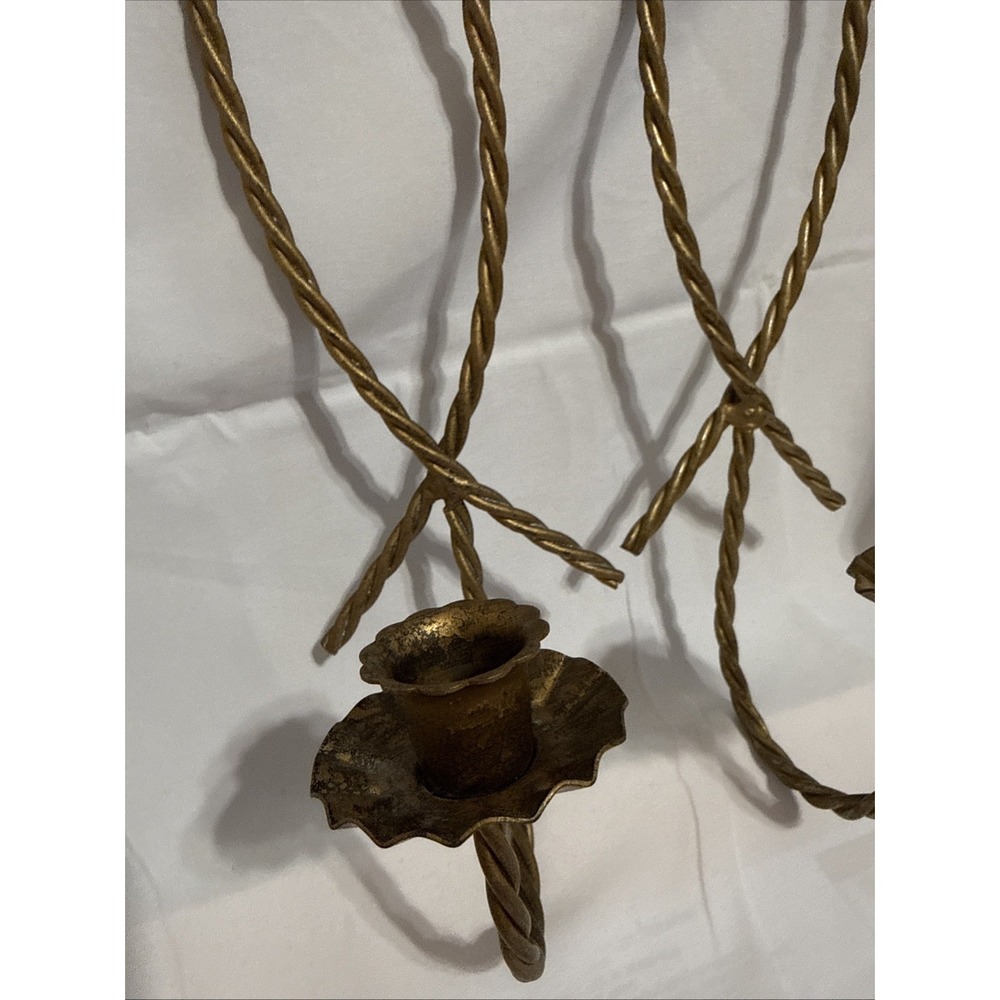 Vintage Home Interiors Homeco Gold Braided Wall Candle Holders - Picture 2 of 4